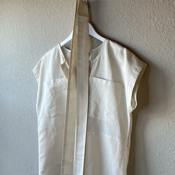 NWT Banana Republic Factory Linen Blend Shift Dress in Alabaster Size S Petite - Picture 9 of 16